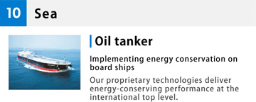 10 Sea Oil tanker Implementing energy conservation on board ships Our proprietary technologies deliver energy-conserving performance at the international top level.