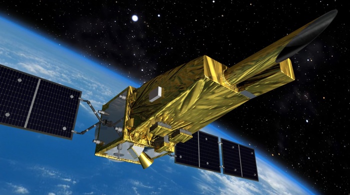 惑星観測中のひさき衛星（CG）（JAXA提供）