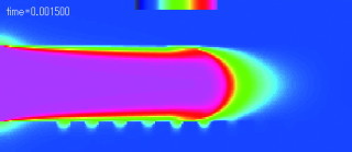 Flow Simulation of Polymer Melts for Micro-scale Transcription