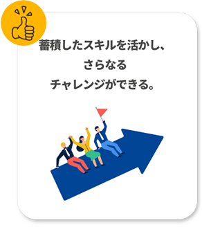 蓄積したスキルを活かし、さらなるチャレンジができる。